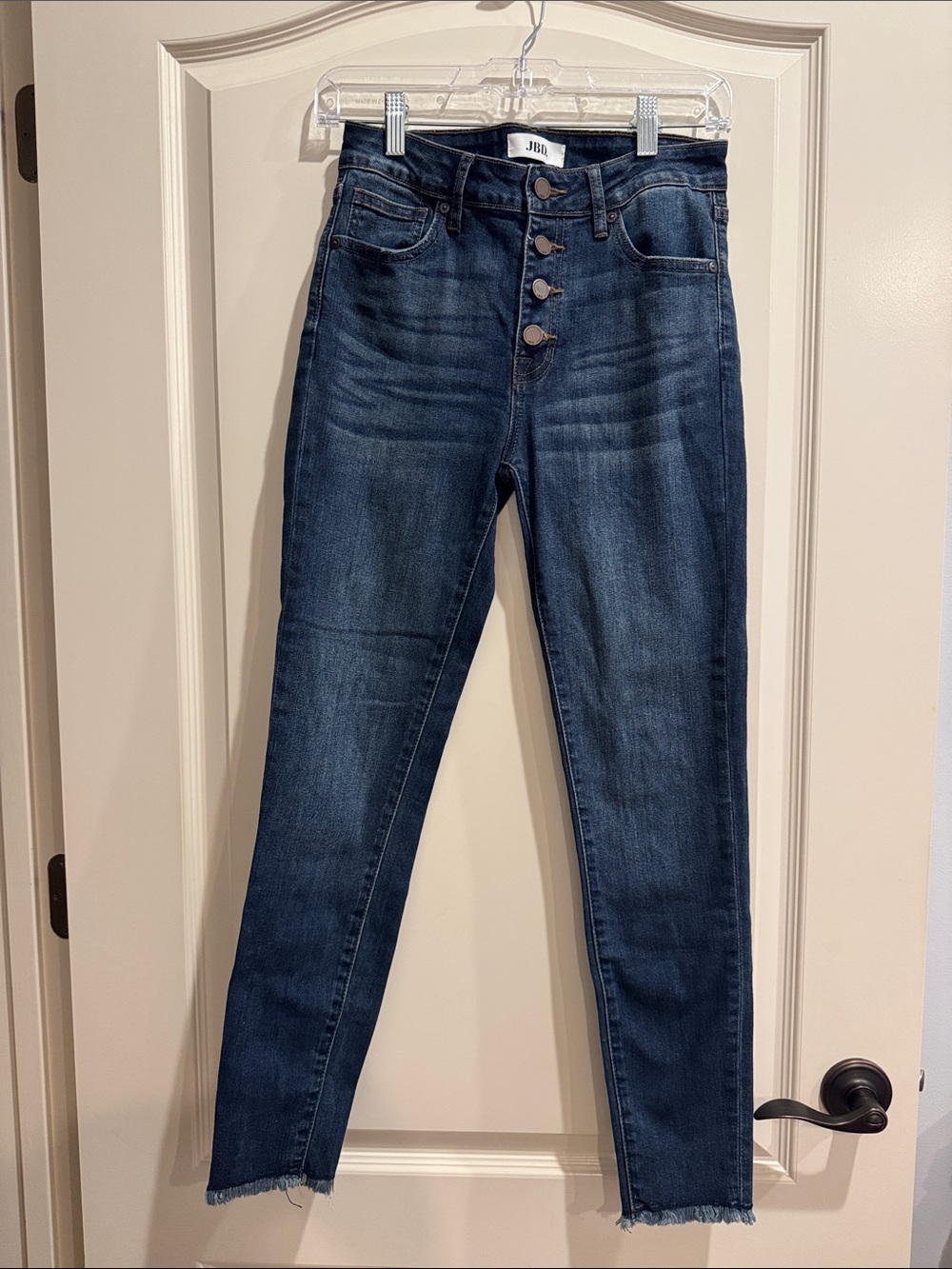 JBD High-Rise Button-Fly Skinny Jeans